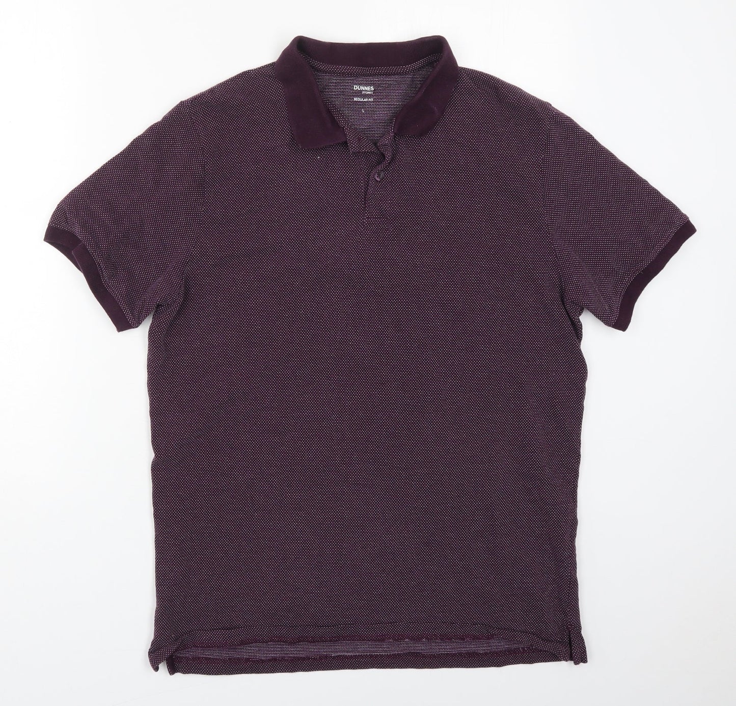 Dunnes Mens Purple Polka Dot Cotton  Polo Size L Collared Pullover