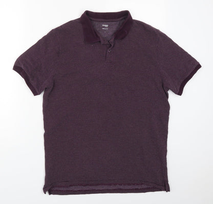 Dunnes Mens Purple Polka Dot Cotton  Polo Size L Collared Pullover