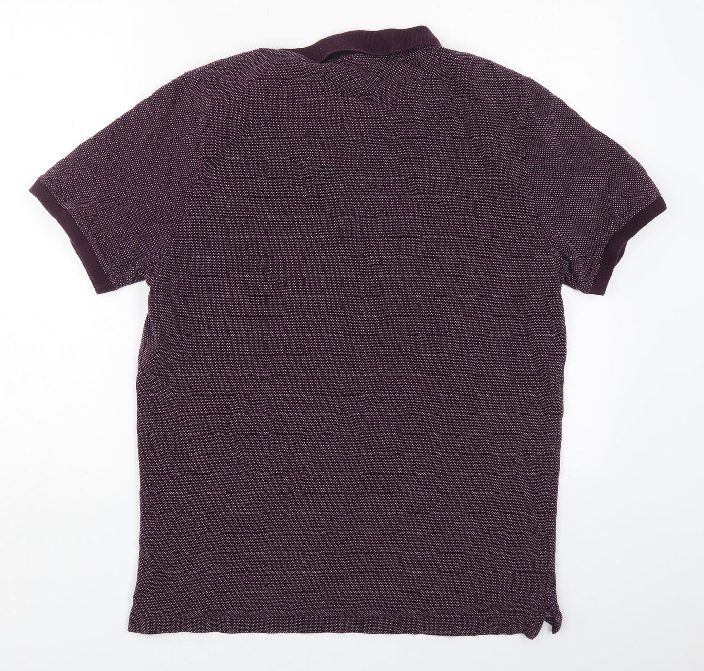 Dunnes Mens Purple Polka Dot Cotton  Polo Size L Collared Pullover