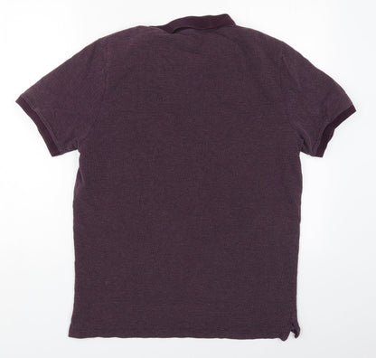 Dunnes Mens Purple Polka Dot Cotton  Polo Size L Collared Pullover