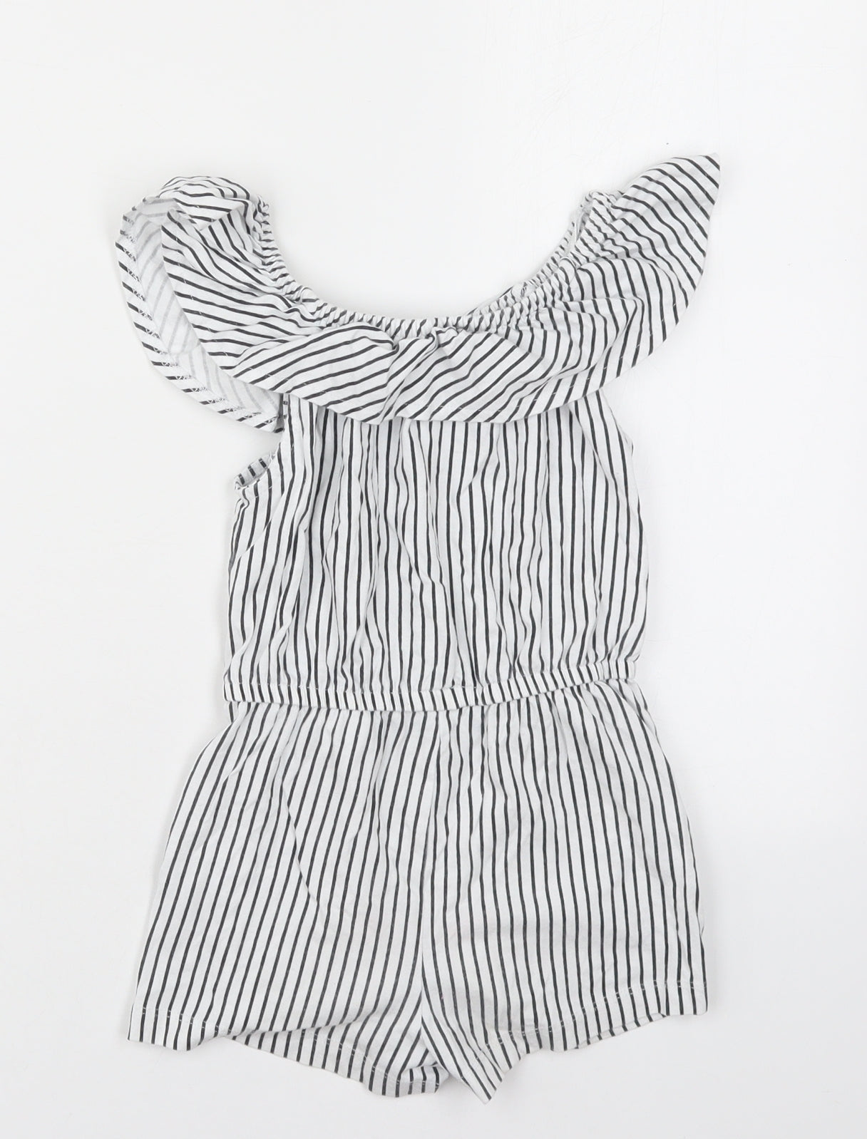 Dunnes Girls White Striped Cotton Playsuit One-Piece Size 6 Years  Pullover - Black and White