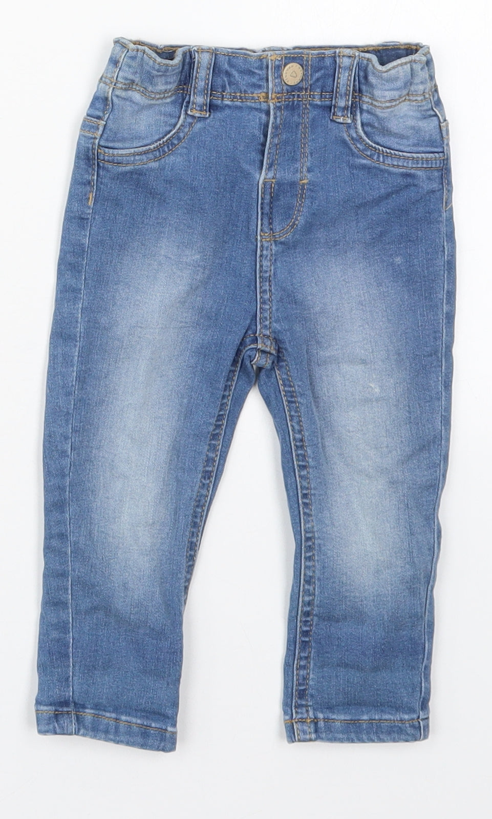 Mayoral Baby Blue  Cotton Capri Jeans Size 3-6 Months  Button
