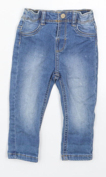 Mayoral Baby Blue  Cotton Capri Jeans Size 3-6 Months  Button