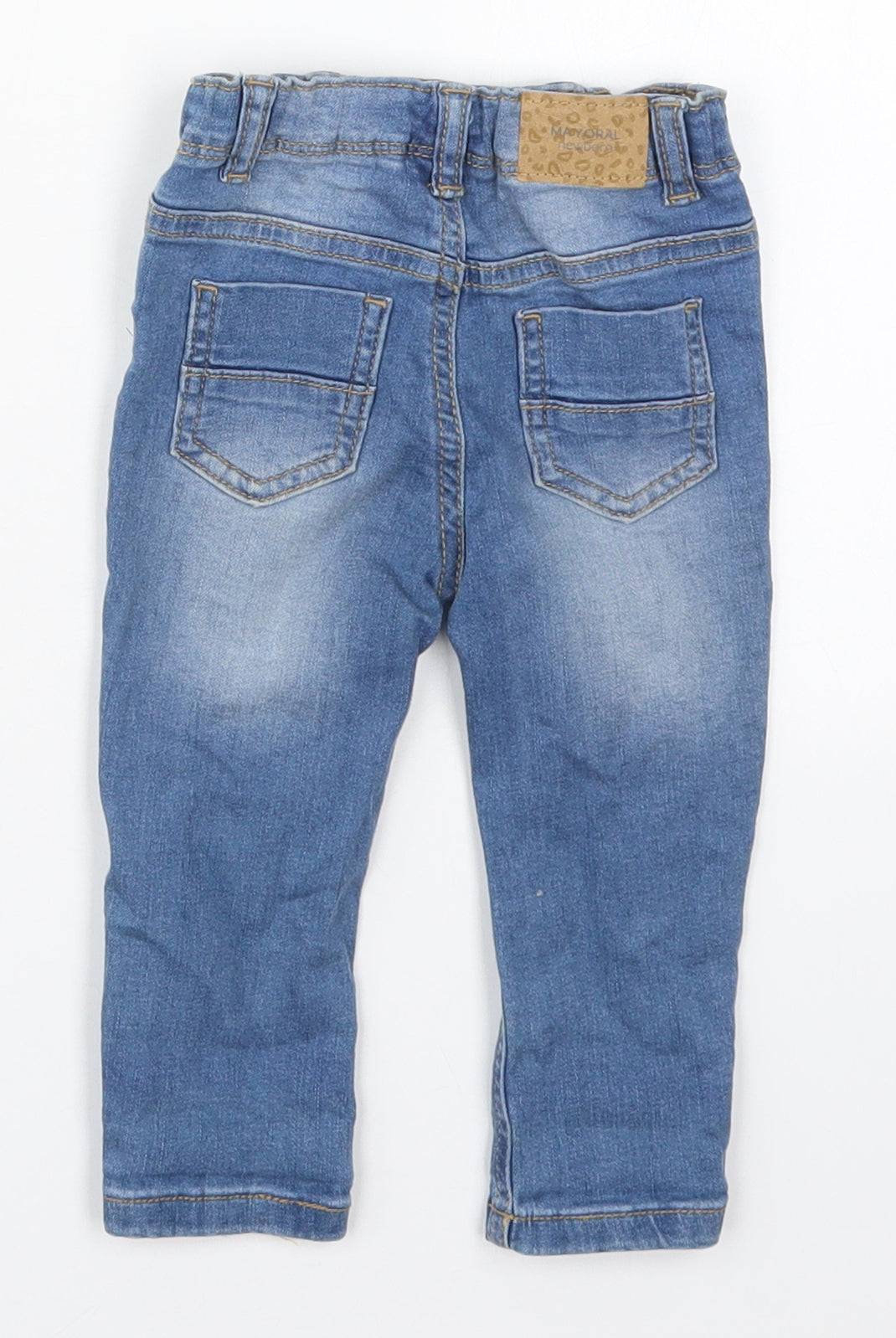 Mayoral Baby Blue  Cotton Capri Jeans Size 3-6 Months  Button