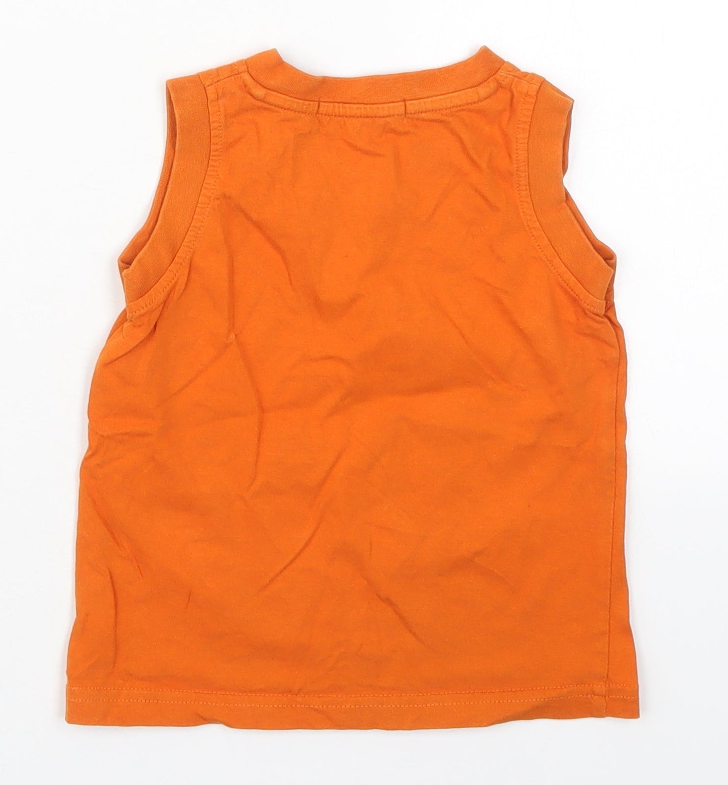 George Boys Orange  Cotton Basic Tank Size 18-24 Months V-Neck Pullover - Just Monkeying Around