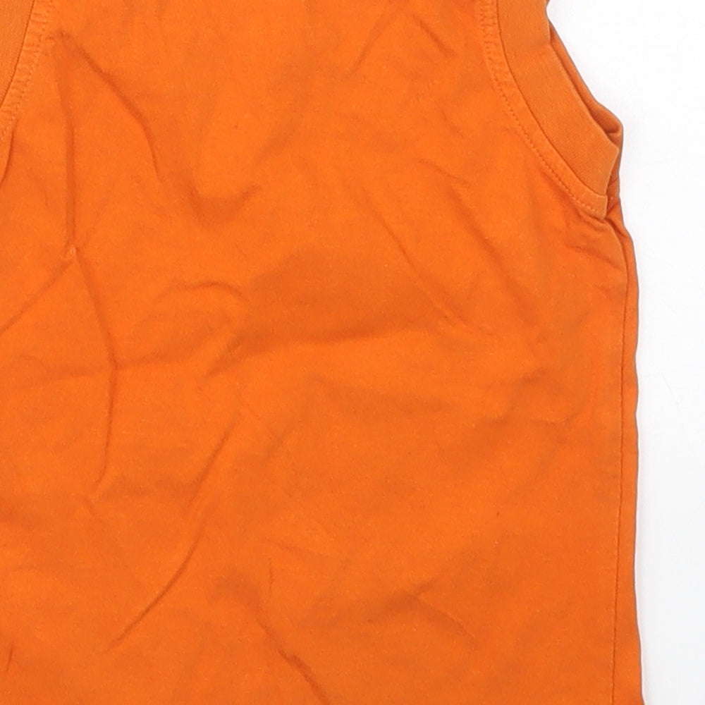 George Boys Orange  Cotton Basic Tank Size 18-24 Months V-Neck Pullover - Just Monkeying Around
