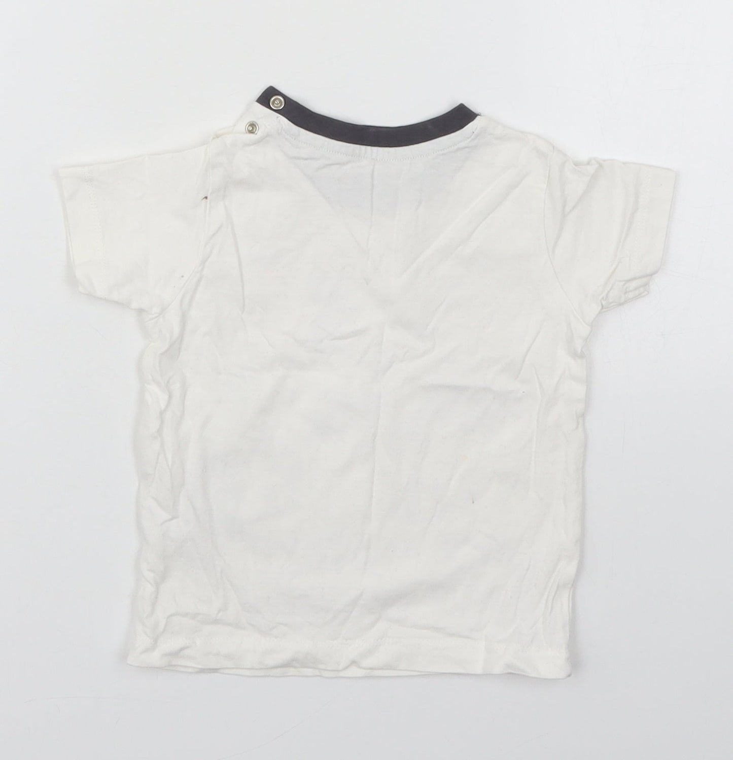 Nutmeg Boys White  Cotton Basic T-Shirt Size 12-18 Months Crew Neck Pullover - Super Hero Let's Go Make Some Noise