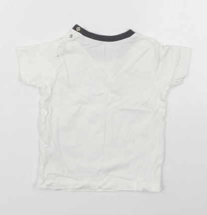 Nutmeg Boys White  Cotton Basic T-Shirt Size 12-18 Months Crew Neck Pullover - Super Hero Let's Go Make Some Noise