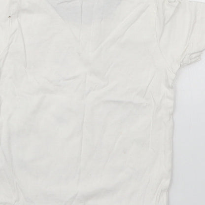 Nutmeg Boys White  Cotton Basic T-Shirt Size 12-18 Months Crew Neck Pullover - Super Hero Let's Go Make Some Noise