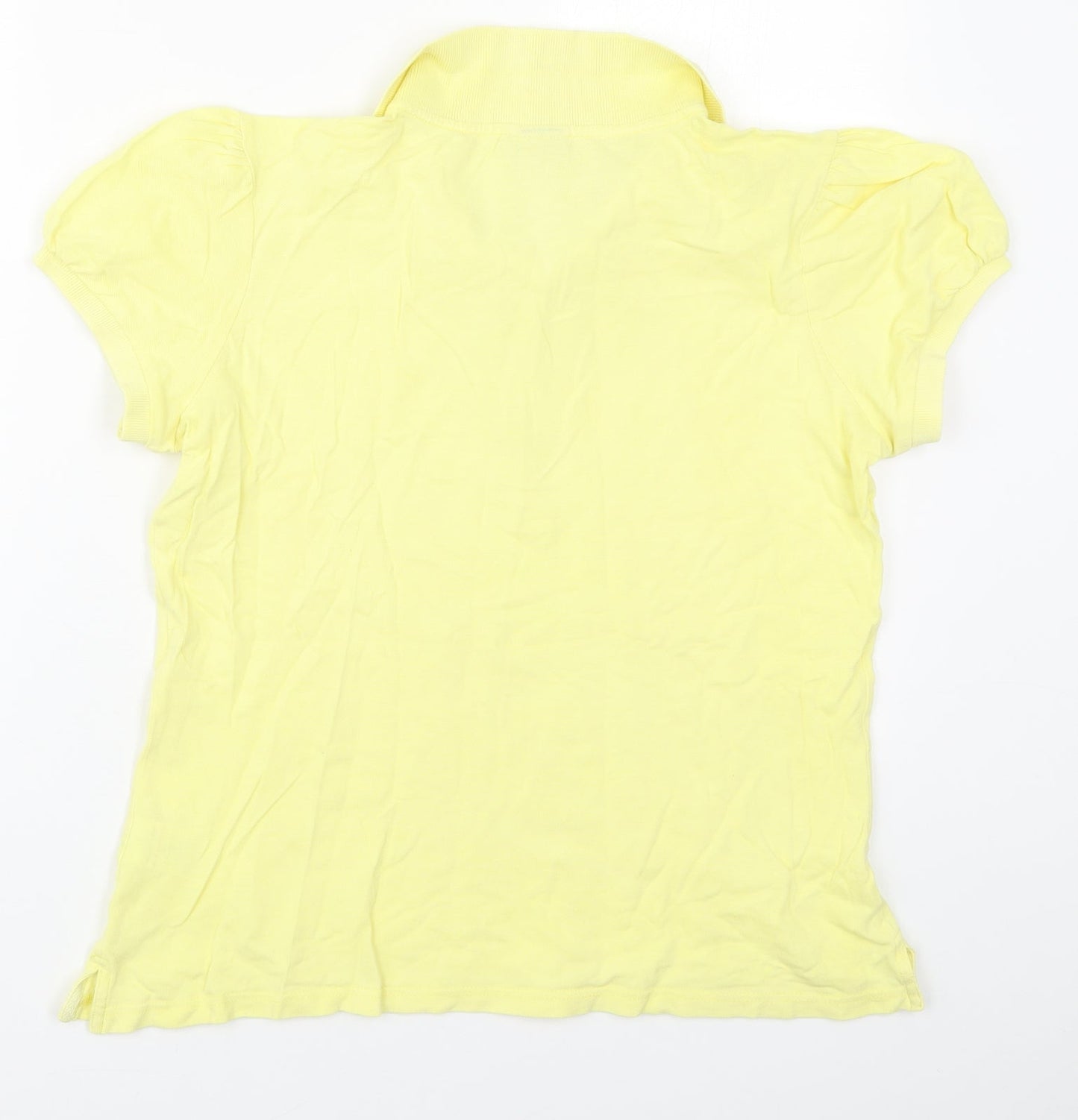 Cotton Traders Womens Yellow  Cotton Basic Polo Size 10 Collared