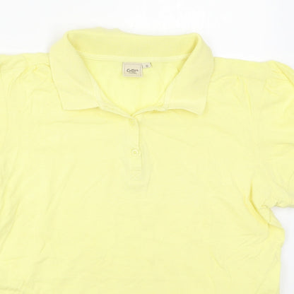 Cotton Traders Womens Yellow  Cotton Basic Polo Size 10 Collared