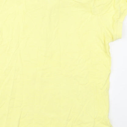 Cotton Traders Womens Yellow  Cotton Basic Polo Size 10 Collared