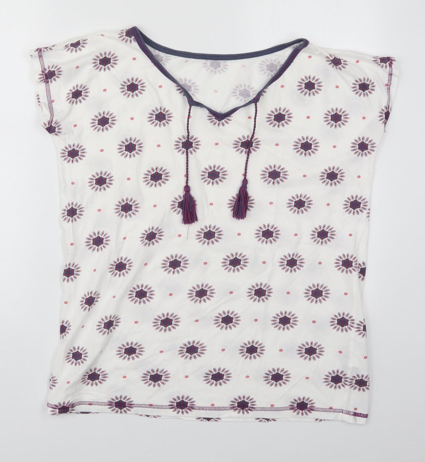 Avon Womens Multicoloured Geometric Cotton Top Pyjama Top Size 10