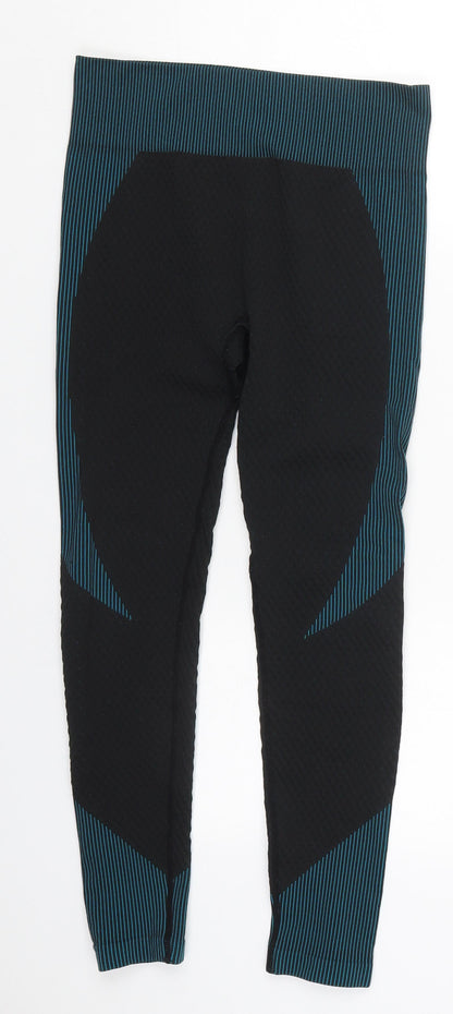 Preworn Womens Blue Striped Nylon Compression Leggings Size M L24 in Regular