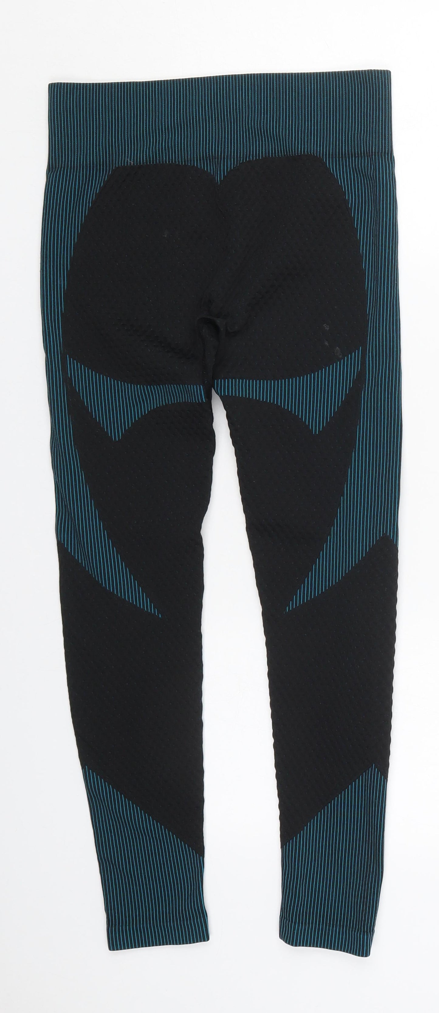 Preworn Womens Blue Striped Nylon Compression Leggings Size M L24 in Regular