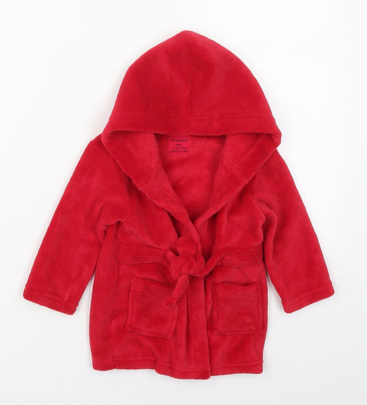 Primark Baby Red Solid Polyester Kimono Robe Size 9-12 Months  Tie