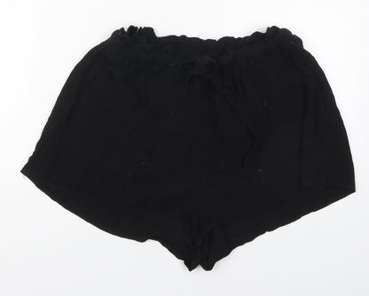 H&M Womens Black  Viscose Mom Shorts Size 10  Regular