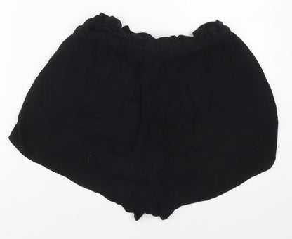 H&M Womens Black  Viscose Mom Shorts Size 10  Regular