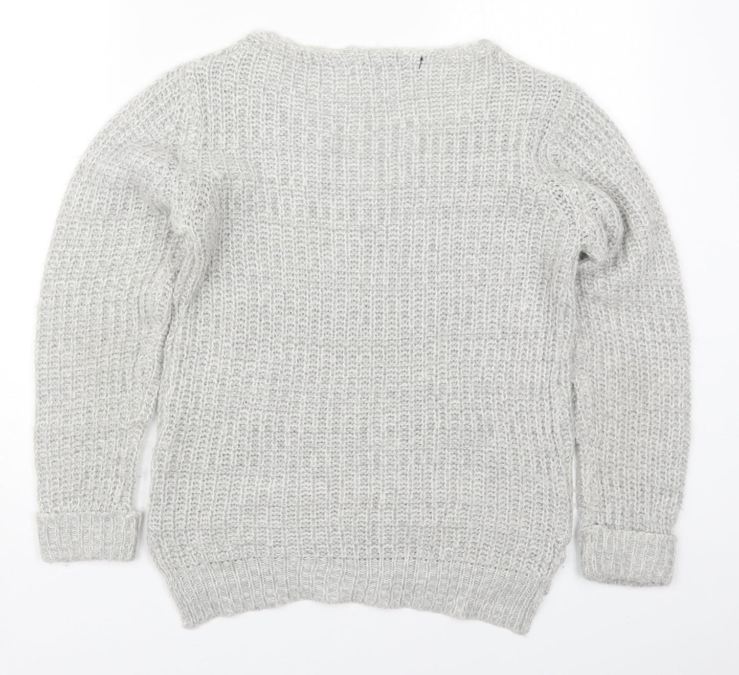 Primark Womens Grey V-Neck  Acrylic Pullover Jumper Size 10