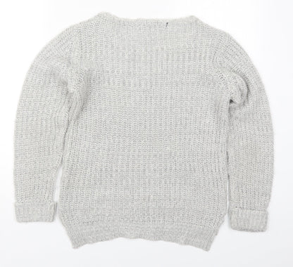 Primark Womens Grey V-Neck  Acrylic Pullover Jumper Size 10