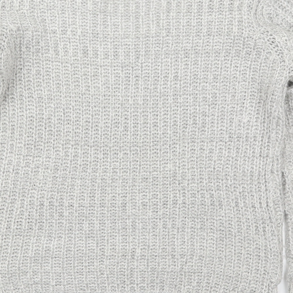 Primark Womens Grey V-Neck  Acrylic Pullover Jumper Size 10