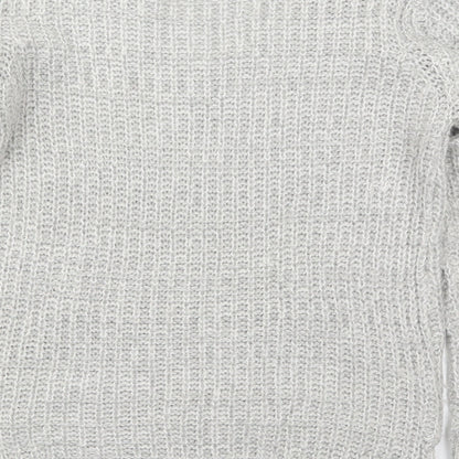 Primark Womens Grey V-Neck  Acrylic Pullover Jumper Size 10