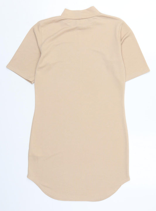 Womens UK Size 10 Cameo Rose Beige Basic T-Shirt