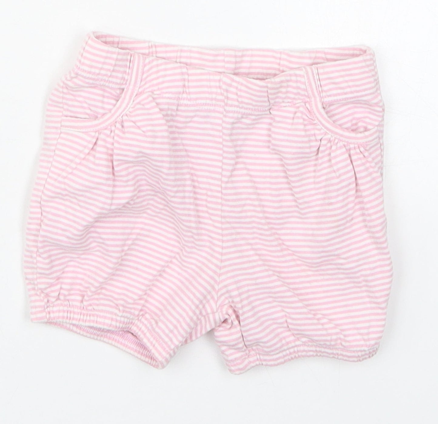John Lewis Girls Pink Striped Cotton Cropped Trousers Size 3-6 Months   - Sweat Shorts