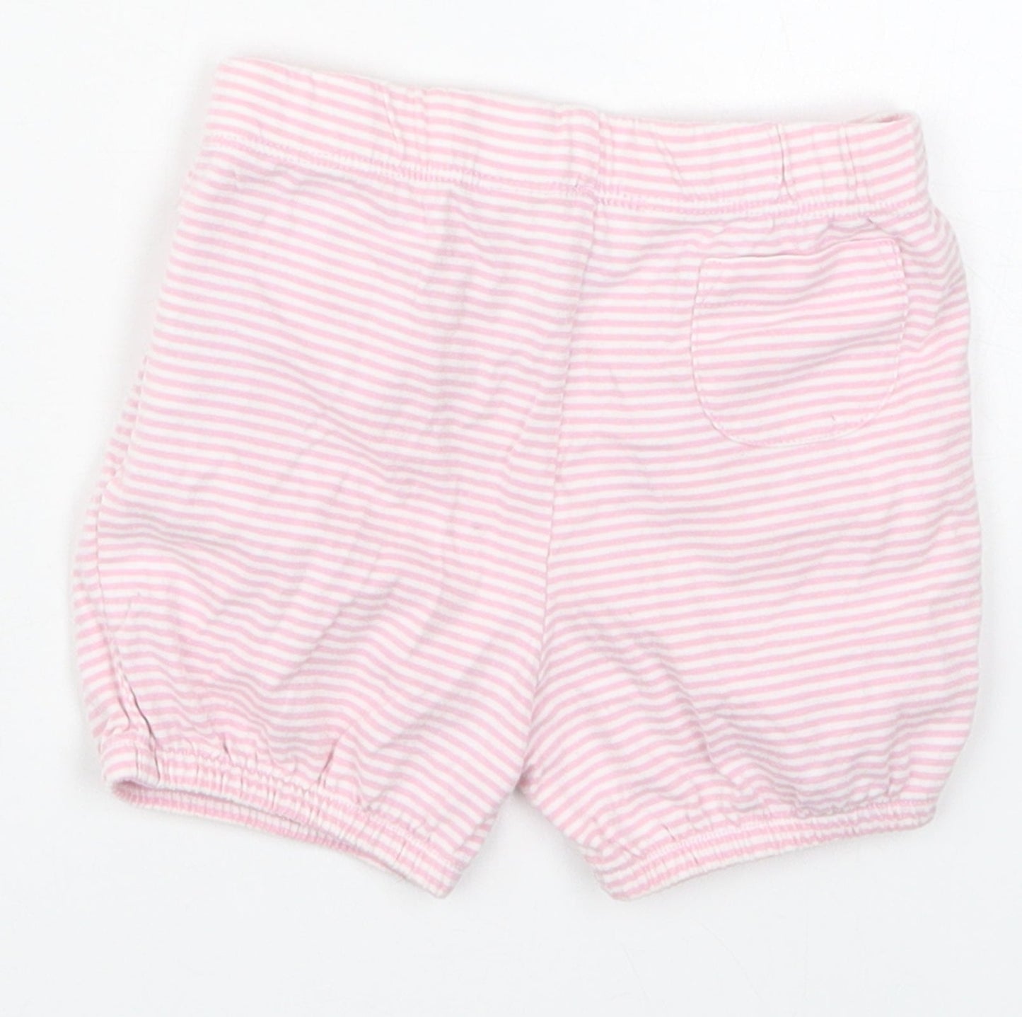 John Lewis Girls Pink Striped Cotton Cropped Trousers Size 3-6 Months   - Sweat Shorts