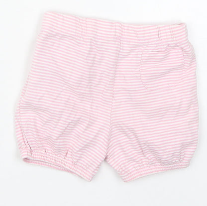 John Lewis Girls Pink Striped Cotton Cropped Trousers Size 3-6 Months   - Sweat Shorts