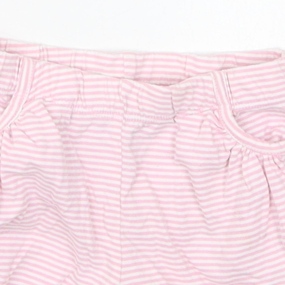 John Lewis Girls Pink Striped Cotton Cropped Trousers Size 3-6 Months   - Sweat Shorts