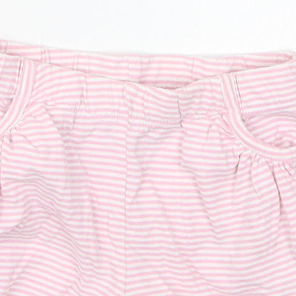 John Lewis Girls Pink Striped Cotton Cropped Trousers Size 3-6 Months   - Sweat Shorts