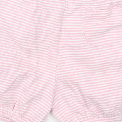 John Lewis Girls Pink Striped Cotton Cropped Trousers Size 3-6 Months   - Sweat Shorts
