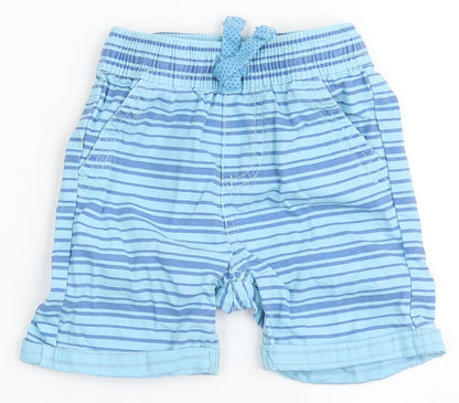So Cute Boys Blue Striped 100% Cotton Cropped Trousers Size 12-18 Months   - Shorts