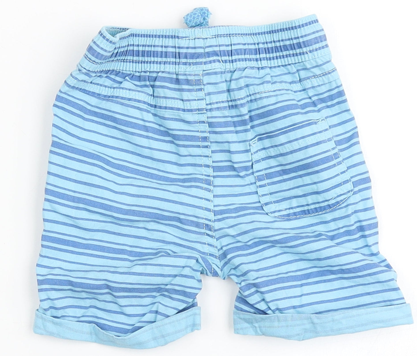 So Cute Boys Blue Striped 100% Cotton Cropped Trousers Size 12-18 Months   - Shorts