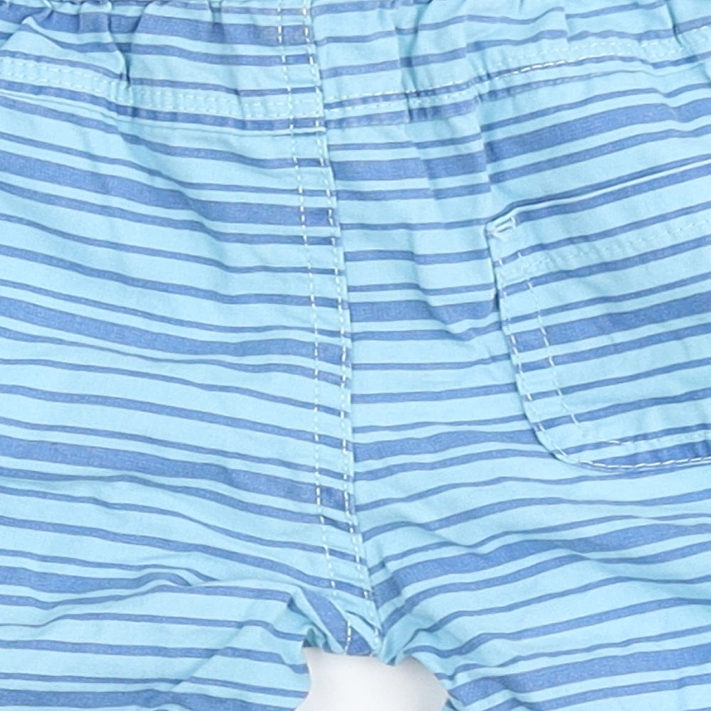 So Cute Boys Blue Striped 100% Cotton Cropped Trousers Size 12-18 Months   - Shorts