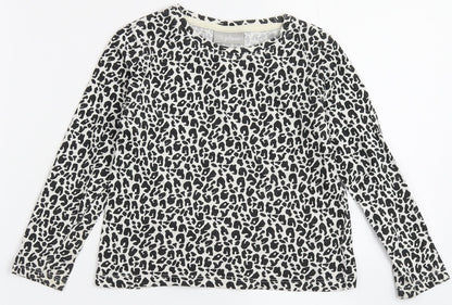 Matalan Girls Ivory Animal Print 100% Cotton Basic T-Shirt Size 4 Years Round Neck