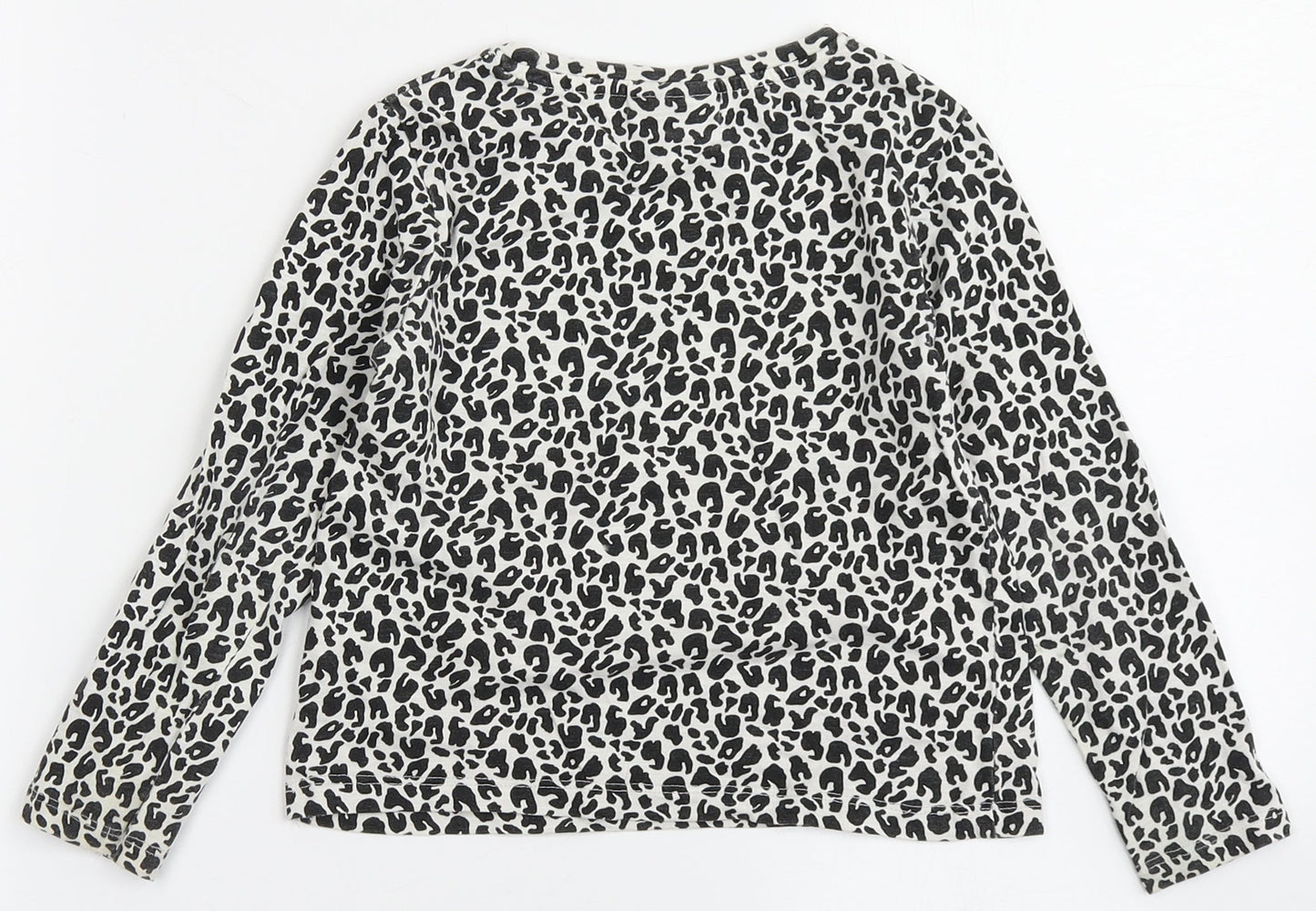 Matalan Girls Ivory Animal Print 100% Cotton Basic T-Shirt Size 4 Years Round Neck