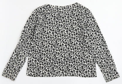 Matalan Girls Ivory Animal Print 100% Cotton Basic T-Shirt Size 4 Years Round Neck