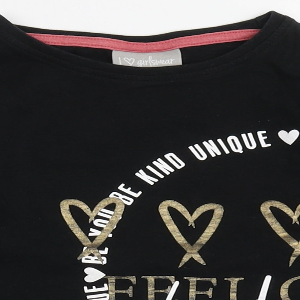Matalan Girls Black  100% Cotton Basic T-Shirt Size 4 Years Round Neck  - Be You