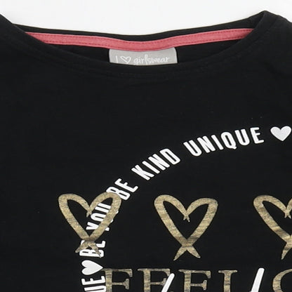 Matalan Girls Black  100% Cotton Basic T-Shirt Size 4 Years Round Neck  - Be You