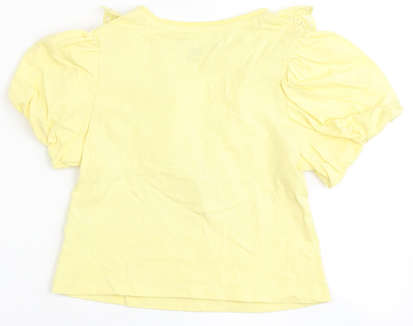 F&F Girls Yellow  100% Cotton Basic T-Shirt Size 4-5 Years Round Neck