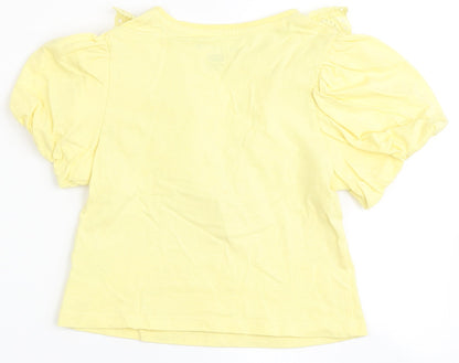 F&F Girls Yellow  100% Cotton Basic T-Shirt Size 4-5 Years Round Neck