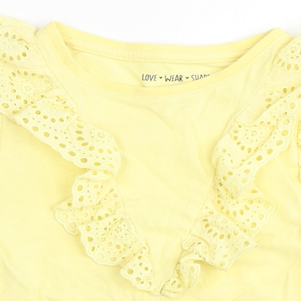 F&F Girls Yellow  100% Cotton Basic T-Shirt Size 4-5 Years Round Neck