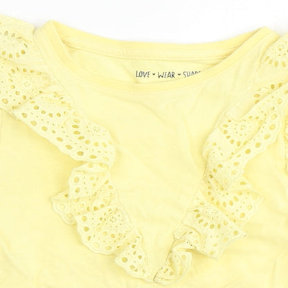 F&F Girls Yellow  100% Cotton Basic T-Shirt Size 4-5 Years Round Neck