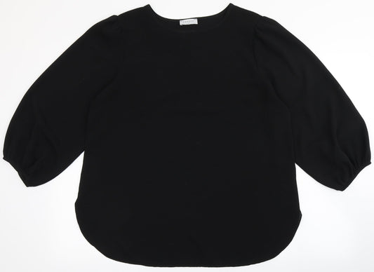 Papaya Womens Black  Polyester Basic Blouse Size 14 Round Neck