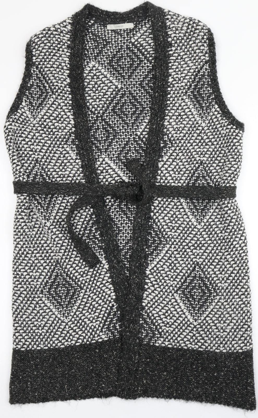 George Womens Grey V-Neck  Acrylic Cardigan Jumper Size 14