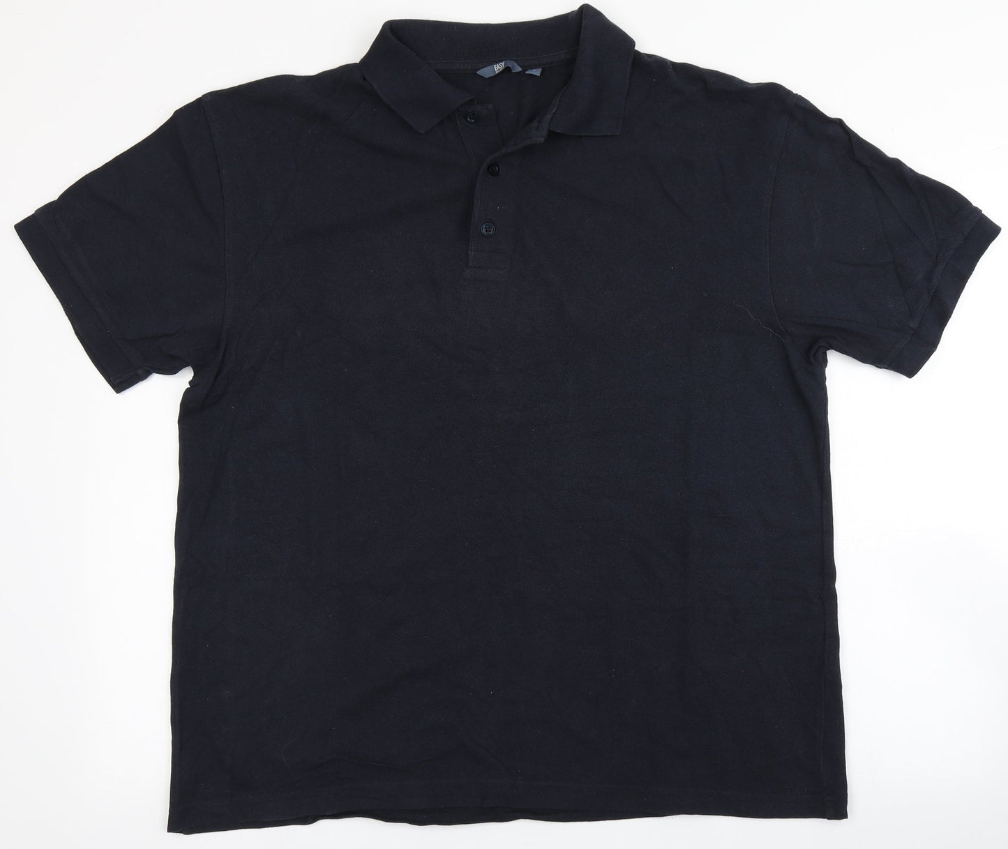 Easy Mens Blue  100% Cotton  Polo Size L Round Neck Button