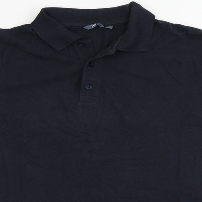 Easy Mens Blue  100% Cotton  Polo Size L Round Neck Button