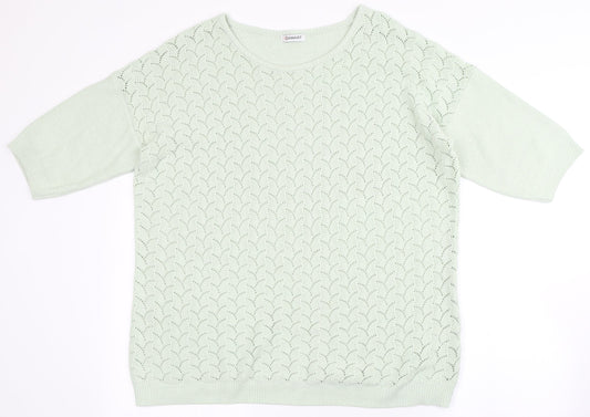 Damart Womens Green Round Neck  Acrylic Pullover Jumper Size L